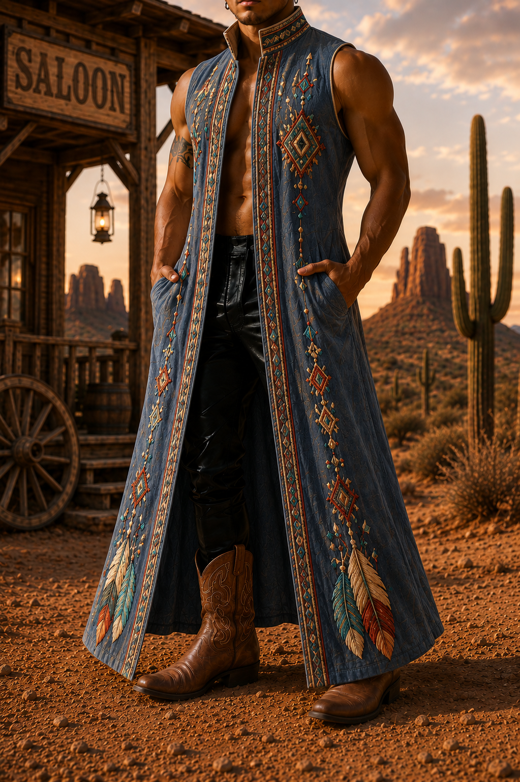 Western Style Casual Sleeveless Stand Collar Shirt